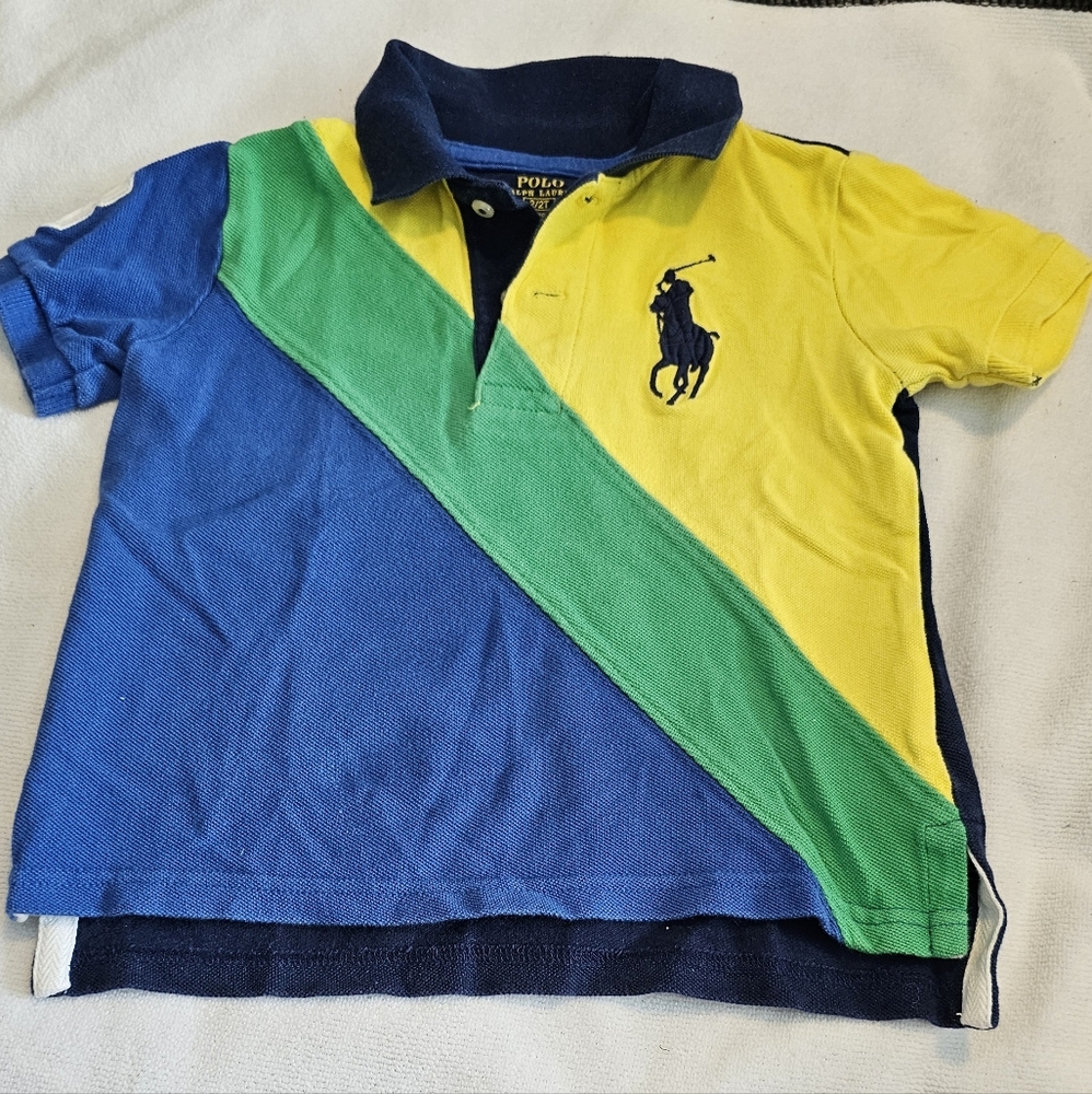 Polo Ralph Lauren Polo Shirt Big Pony Toddler Kid's Size 2/2T Blue Green Yellow